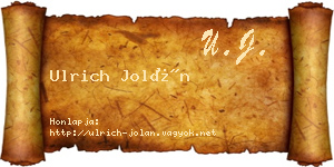 Ulrich Jolán névjegykártya