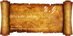 Ulrich Jolán névjegykártya