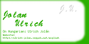 jolan ulrich business card
